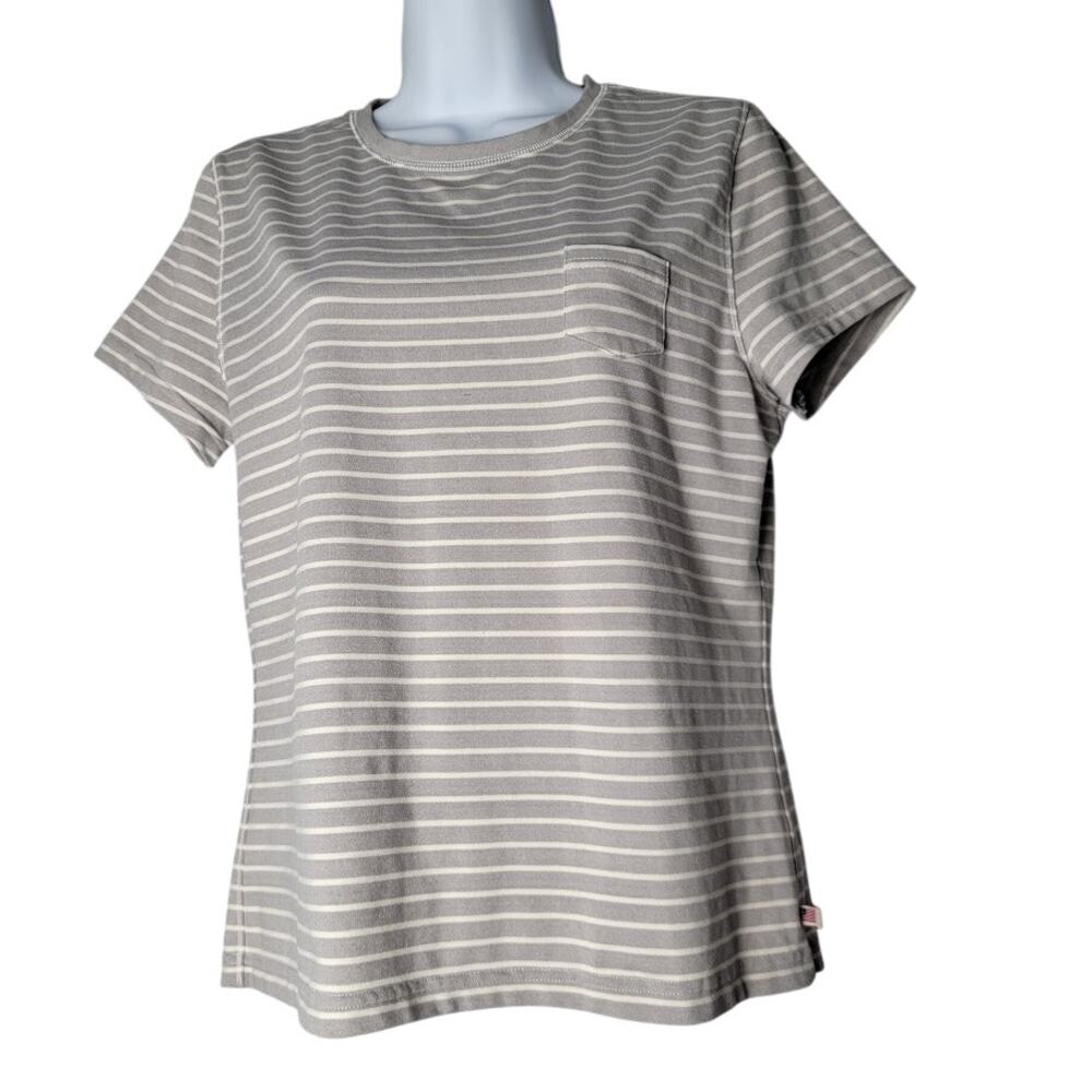 Vintage Polo Jeans Co Ralph Lauren Striped T-Shirt XL Gray‎ White Pocket Tee Y2K